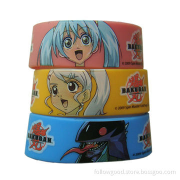Cartoon Shape/Image/Design Silicone Wristbands, Pure Silicone Wristband, Silicone Bracelet